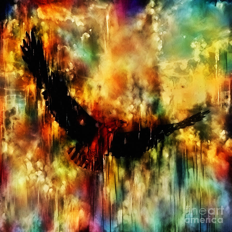 Painting eagle on an abstract background Digital Art by Bruce Rolff