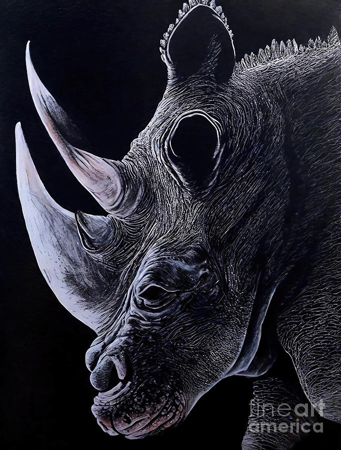 Painting Extinction animal wildlife rhinoceros ma Painting by N Akkash ...