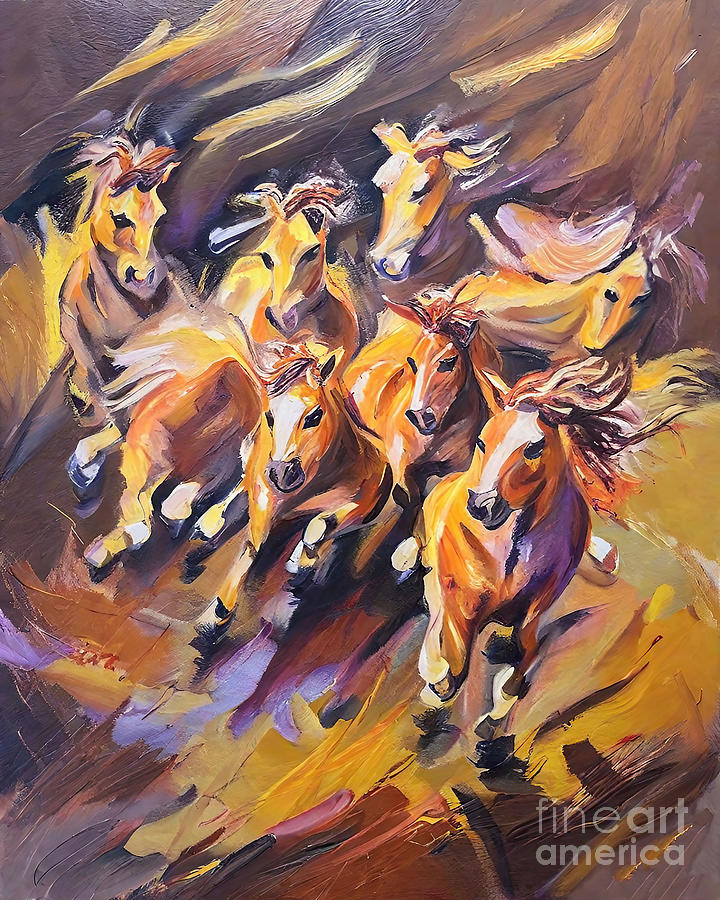 Abstract Painting - Painting Gilded Gallop brush ink decoration water by N Akkash