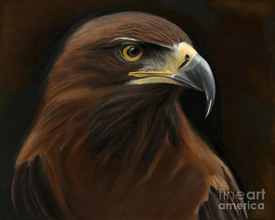 Eagle Painting - Painting Golden Eagle bird eagle wildlife animal  by N Akkash