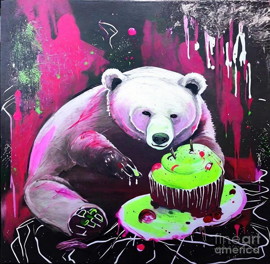 Nature Painting - Painting Gourmandise N 1 animal black bear panda  by N Akkash
