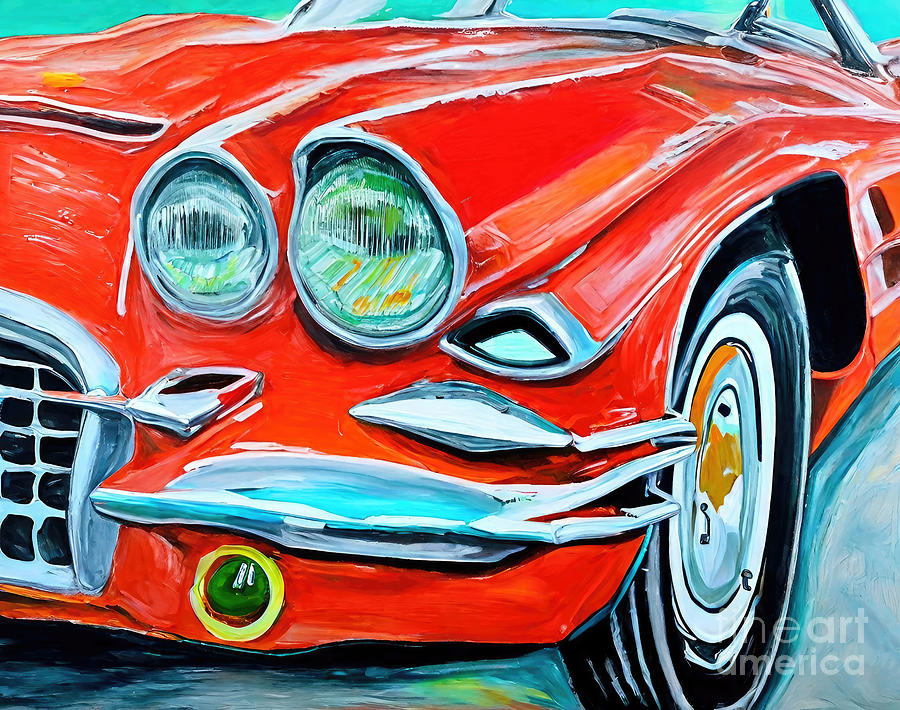 Transportation Painting - Painting Historic Corvette car auto transport tra by N Akkash