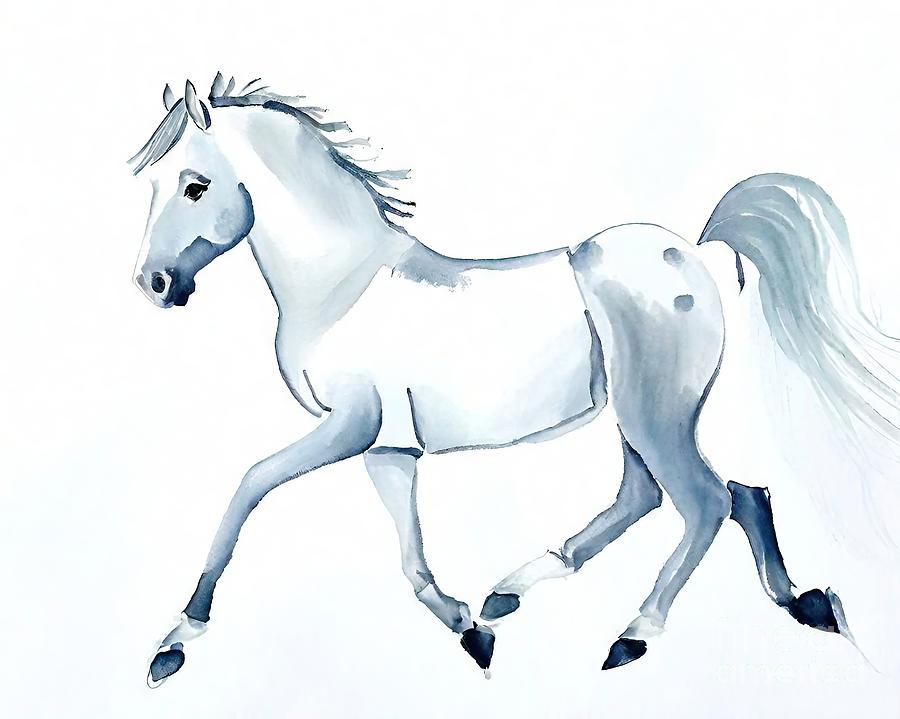 Nature Painting - Painting Horse Study horse illustration stallion  by N Akkash
