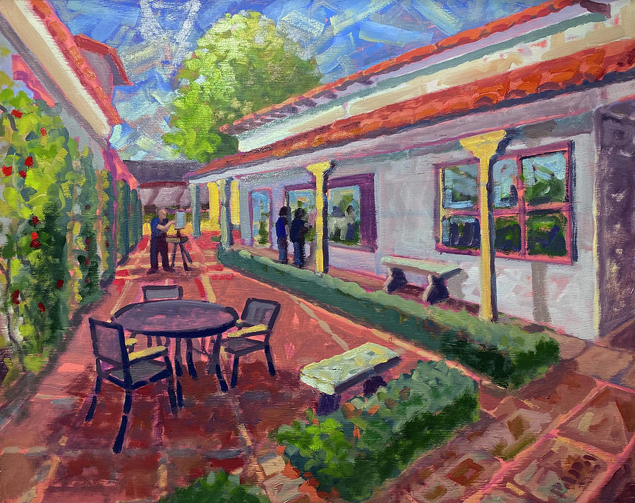 Painting in the Courtyard Painting by Ralph Papa