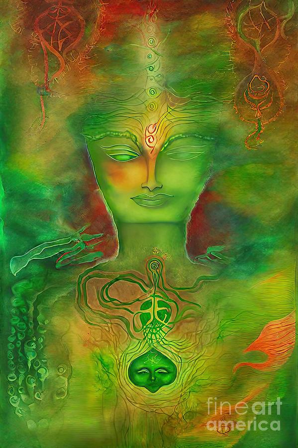 Abstract Painting - Painting Influx woman spiritual illustration myst by N Akkash