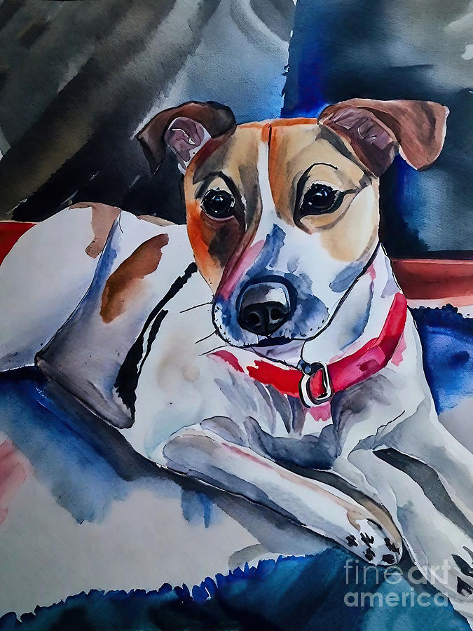Nature Painting - Painting Jack Russell Terrier portrait animal dog by N Akkash