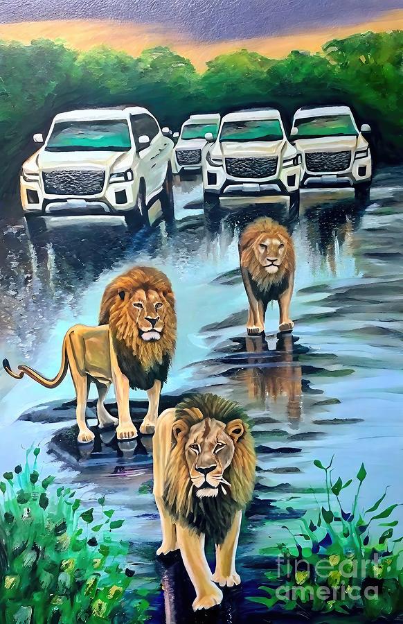 Wildlife Painting - Painting King Of Kings wildlife animal predator l by N Akkash