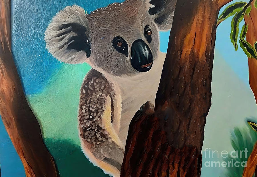 Nature Painting - Painting Koala animal cute nature background wild by N Akkash