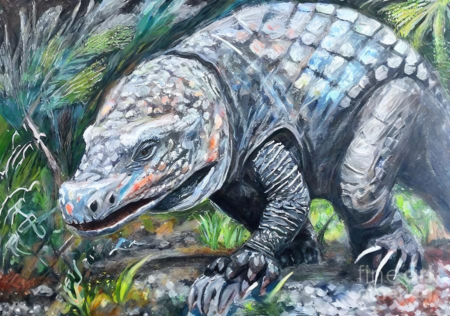 Nature Painting - Painting Komodo Dragon animal nature illustration by N Akkash