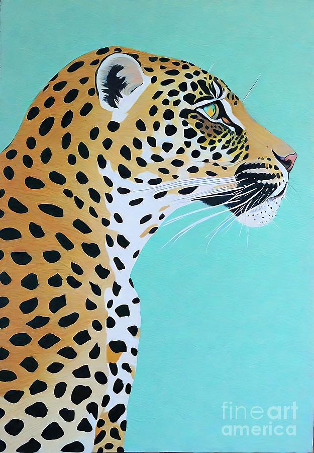 Nature Painting - Painting Leopard animal nature wildlife mammal ar by N Akkash