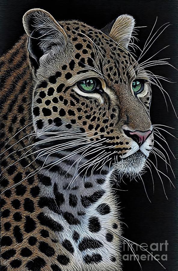 Nature Painting - Painting Leopard nature wild leopard predator wil by N Akkash