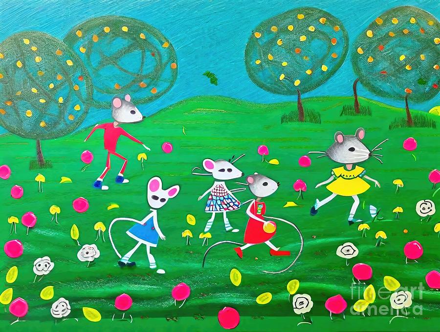 Summer Painting - Painting Let S Have A Fun happy art illustration  by N Akkash