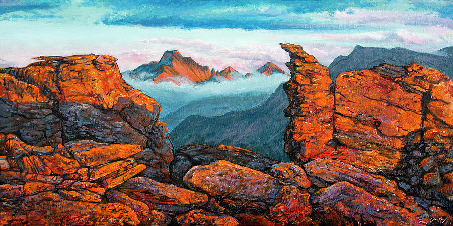 Painting - Longs Peak and Rock Cut Sunset Painting by Aaron Spong