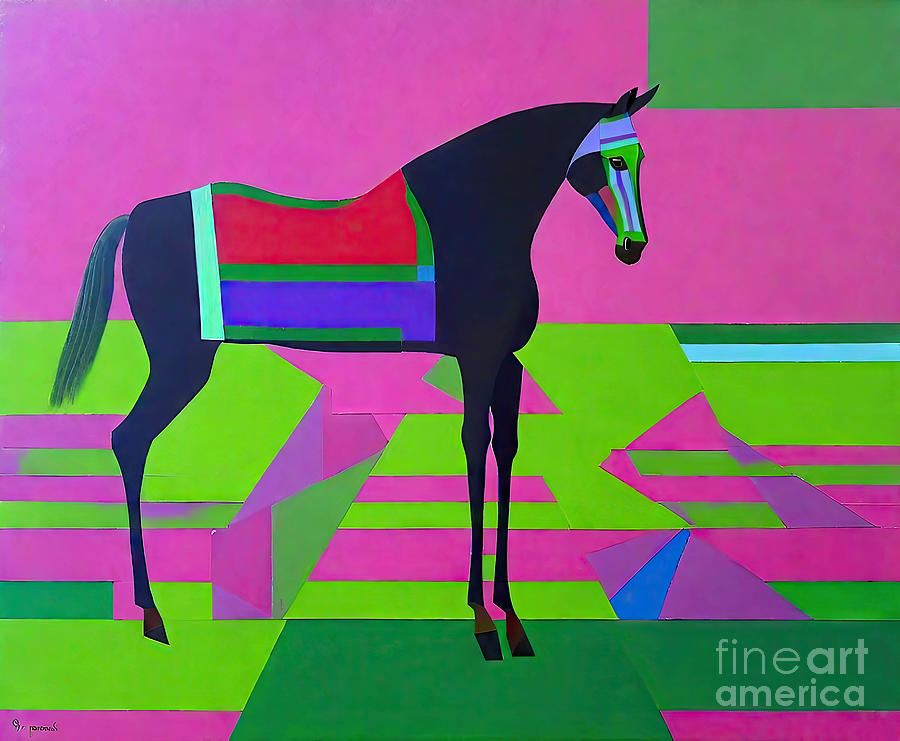 Abstract Painting - Painting Mare From Radawnica animal horse art ill by N Akkash