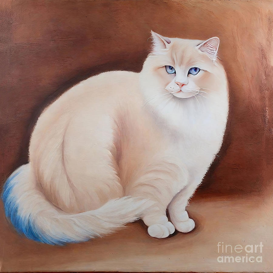 Cat Painting - Painting Meow kitten cat cute kitty art pet anima by N Akkash