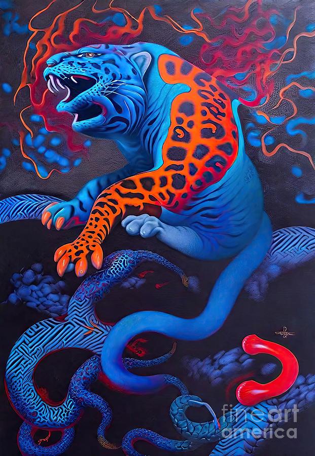Dragon Painting - Painting Might Of The Panther Mantra art culture  by N Akkash