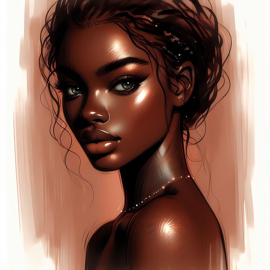 Painting of a Black Beauty in Traditional Clothes Digital Art by Malek ...