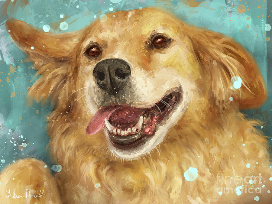 Bạn thích những con chó dễ thương phải không? Nếu vậy, hãy xem hình ảnh này - mặt cười chó vàng tóc vàng được vẽ trên nền xanh nhạt. Hình ảnh đầy sắc màu và tươi vui này sẽ khiến bạn cảm thấy thật tuyệt vời.