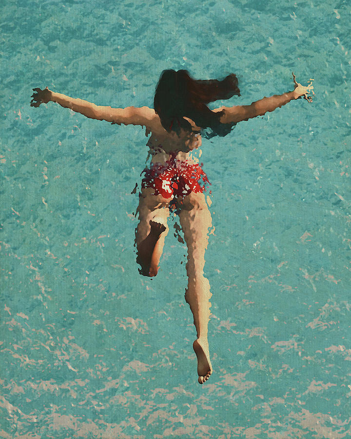 Painting Of A Girl Swimming In The Sea Digital Art by Jan Keteleer