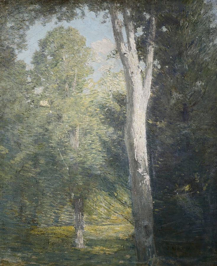 Julian Alden Weir Painting - Painting of Birch Trees in Forest  by Julian Alden Weir