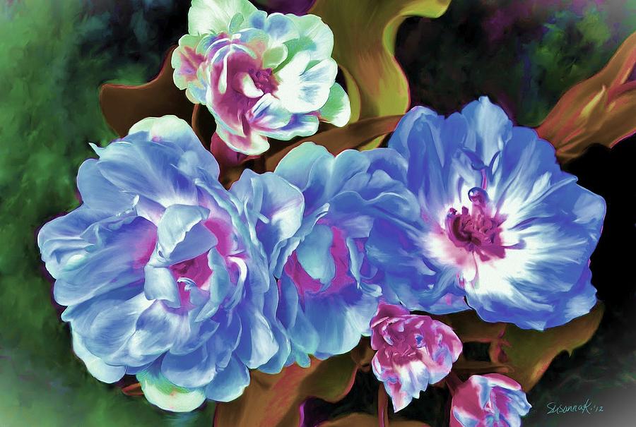 Painting of Blue Flowers Painting by Susanna Katherine