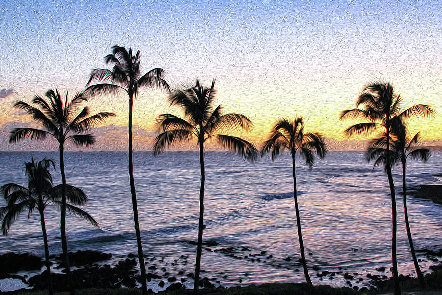 Painting of Poipu Palms Photograph by Robert Carter