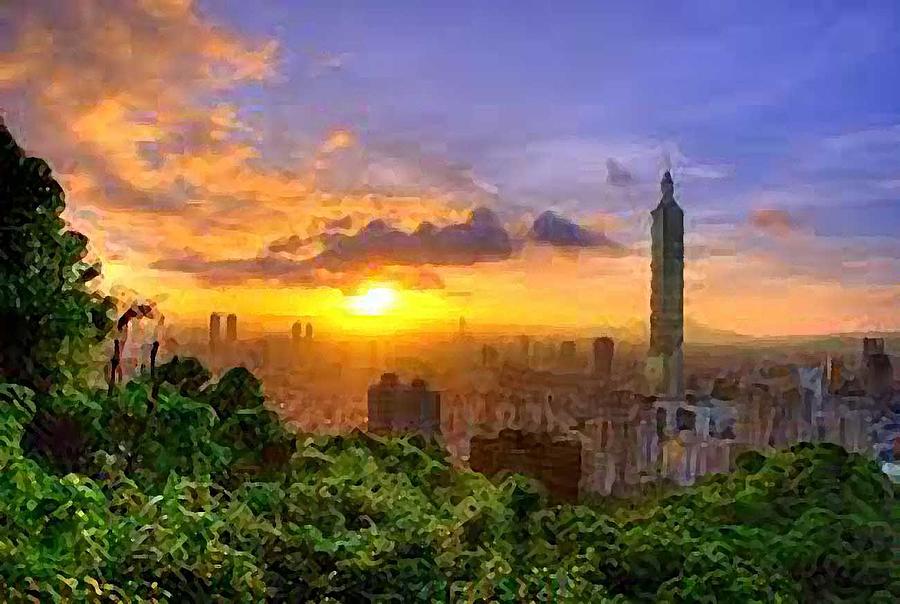 Taipei Painting - painting of Taipei City Taiwan by Ana Smith Taipei Painting - painting of Taipei City Taiwan by Ana Smith