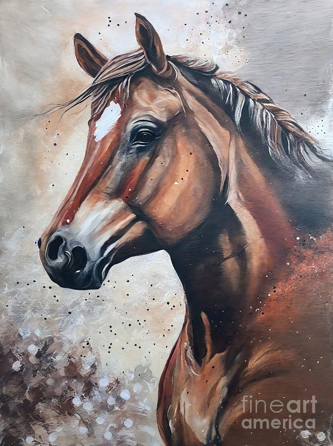 Abstract Painting - Painting Oil On Canvas Horse Portrait paint cover by N Akkash