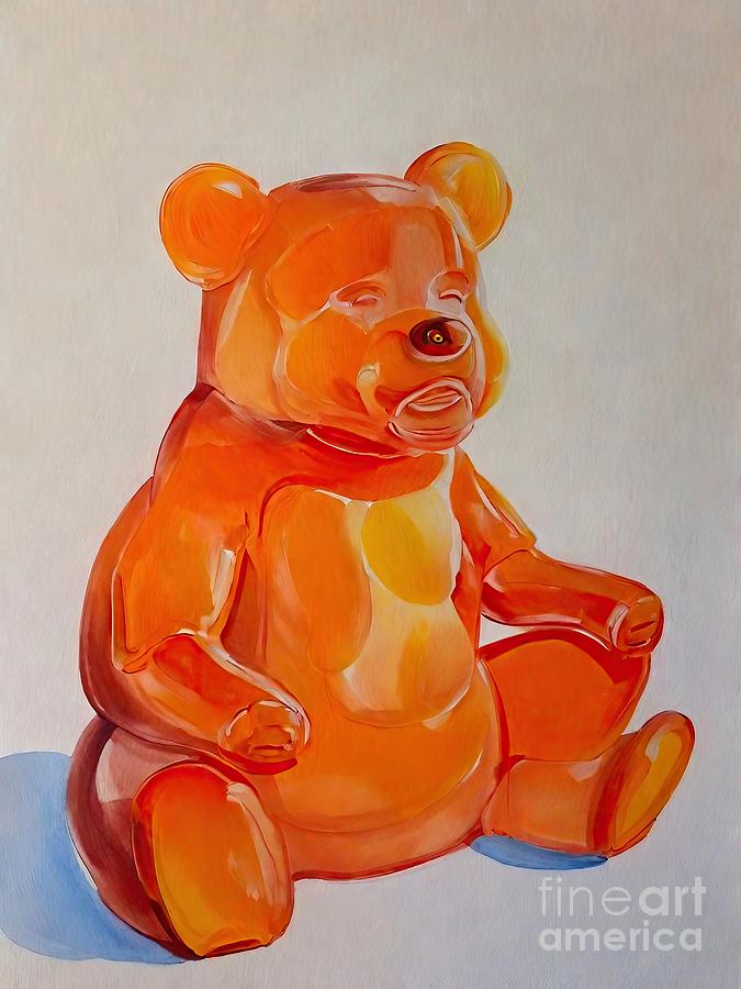Bear Painting - Painting Orange Gummy Bear bear toy cute teddy an by N Akkash