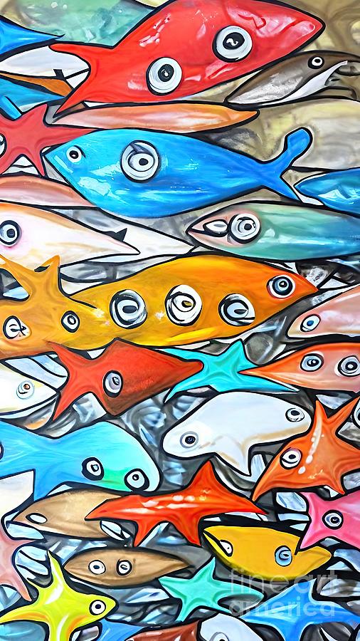 Fish Painting - Painting Painting Multicolored Fish Contemporary  by N Akkash