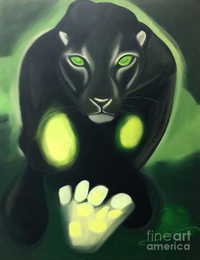 Black Panther Movie Painting - Painting Panther S Symphony Painting animal black by N Akkash