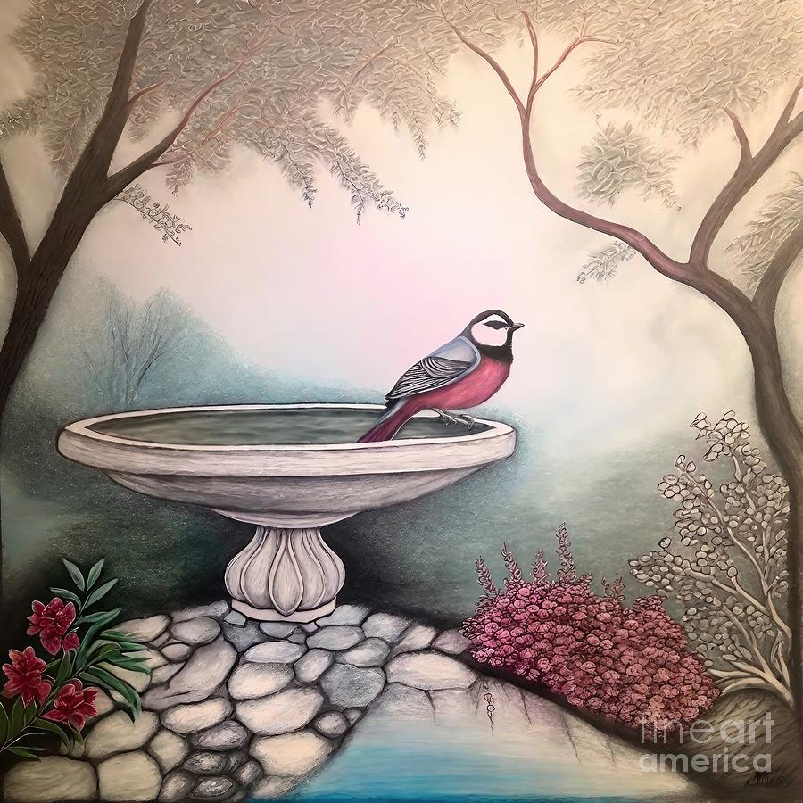 Nature Painting - Painting Peaceful Birds In Bliss Series 2 nature  by N Akkash