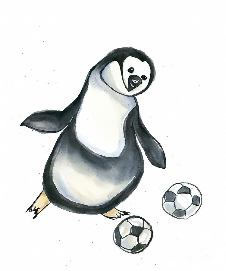 Soccer Painting - Painting Penguin Soccer Player Painting soccer sp by N Akkash