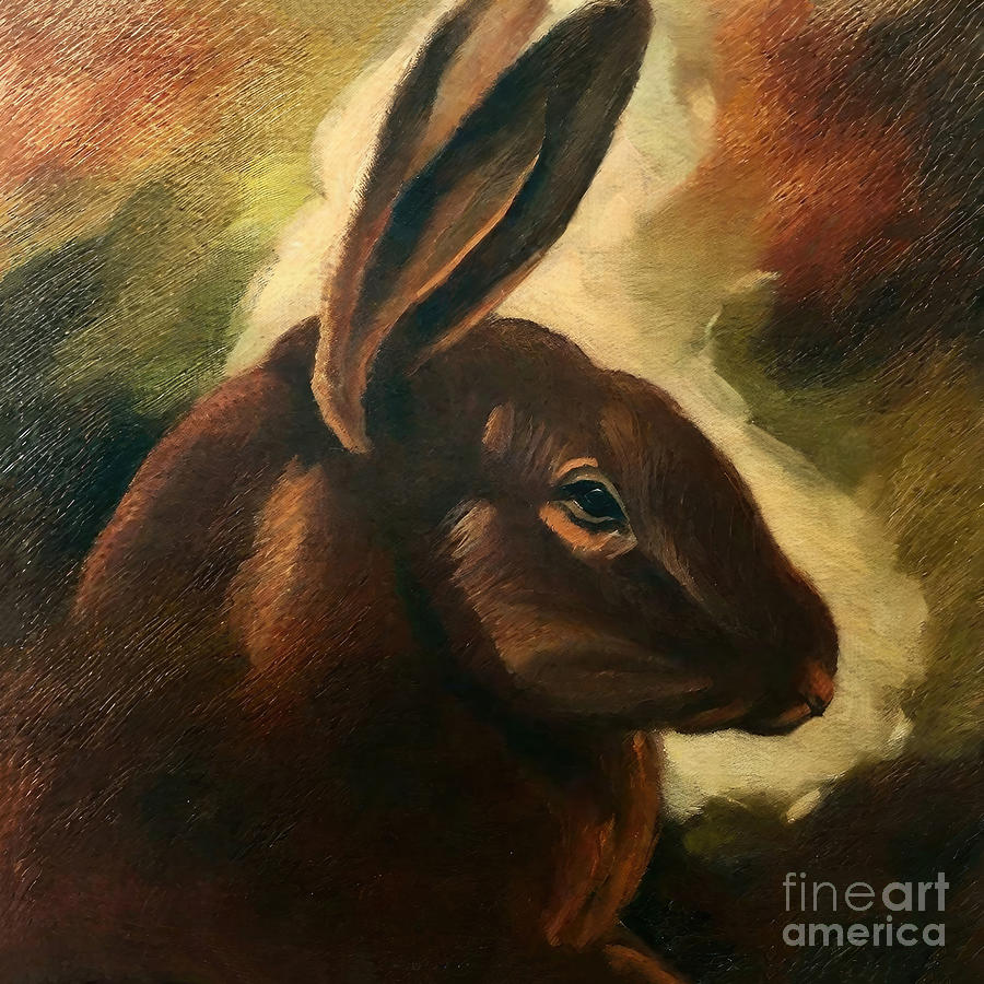 Rembrandt Painting - Painting Rabbit At Dusk animal wildlife rabbit ar by N Akkash