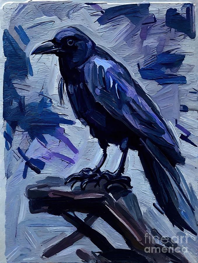 Crow Painting - Painting Raven Bird bird illustration art crow na by N Akkash