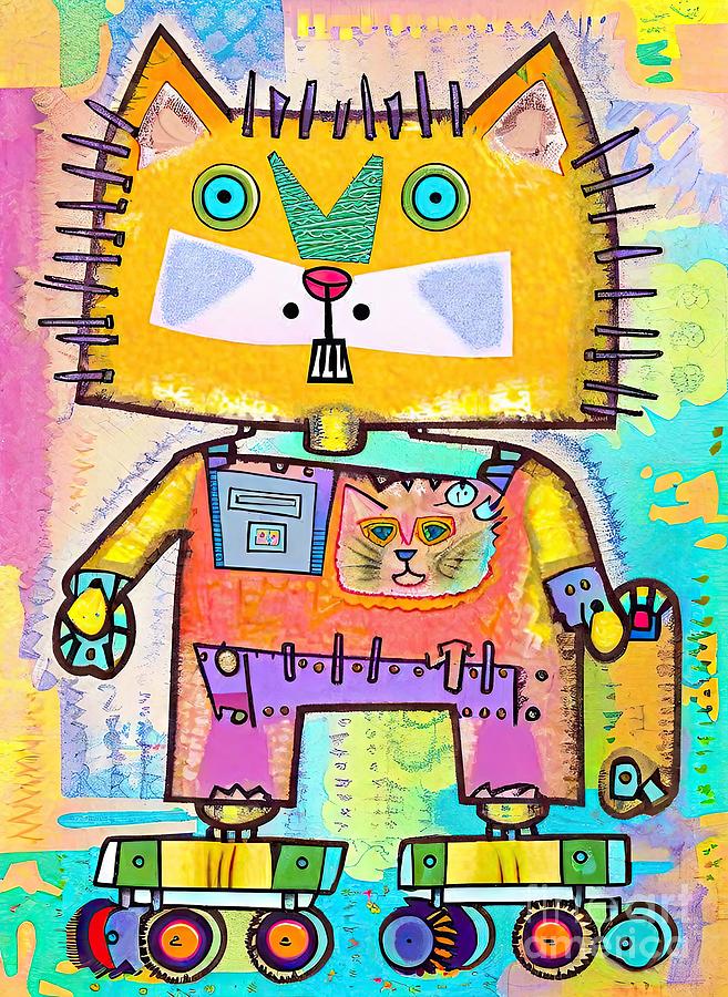 Abstract Painting - Painting Robocat  image art illustration abstract by N Akkash