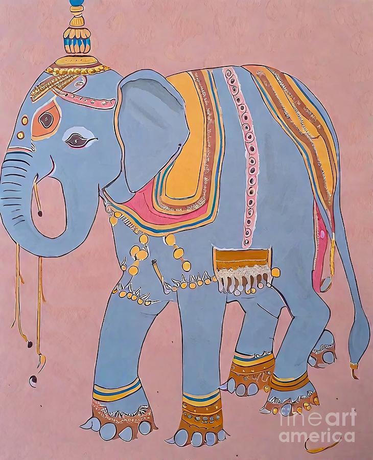 Elephant Painting - Painting Saahi Swaari Elephant art religion eleph by N Akkash
