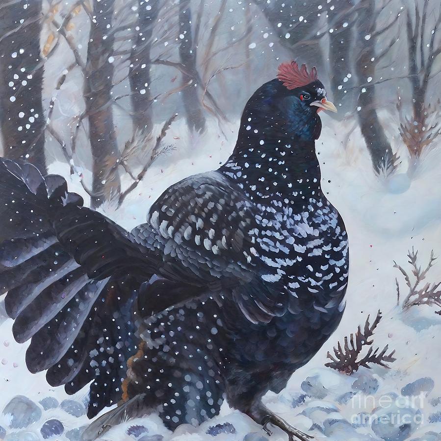 Nature Painting - Painting Scream In The Snow bird animal nature be by N Akkash