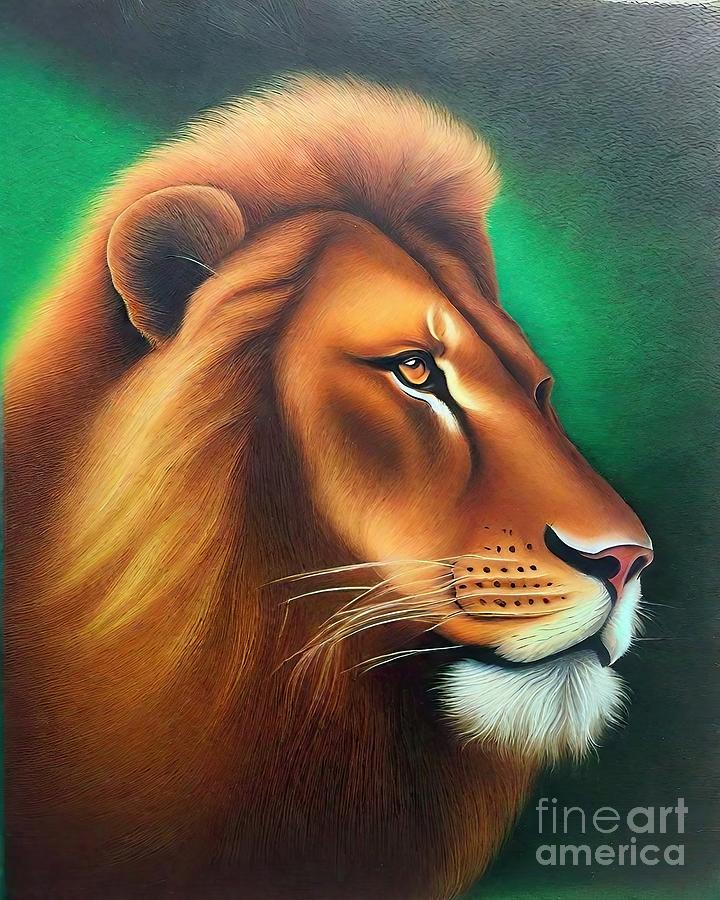 Nature Painting - Painting Shahen Aleksandryan Lion Portrait 40x50c by N Akkash