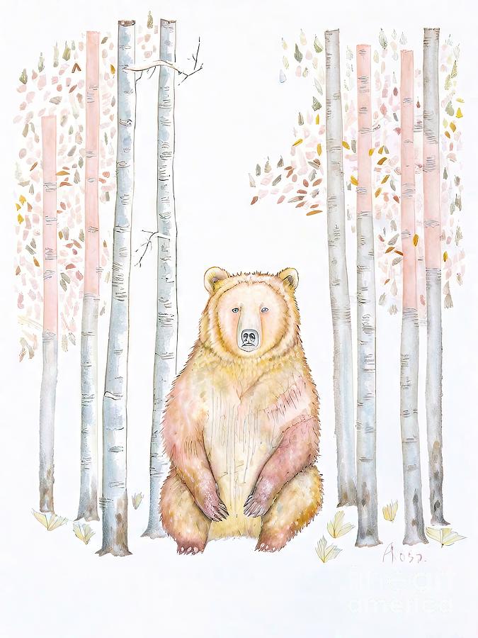 Nature Painting - Painting Sovereign Woods II bear illustration ani by N Akkash