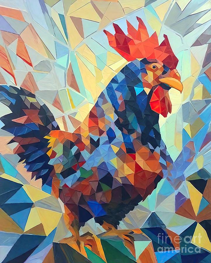 Rooster Painting - Painting Stately Cock 2 7 11 2022 rooster nature  by N Akkash