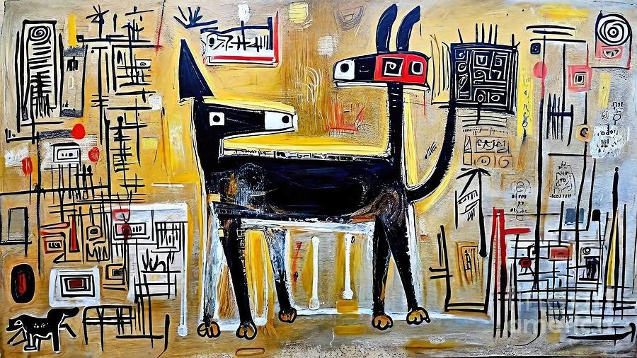 Abstract Painting - Painting Straight Dog  image background art illus by N Akkash