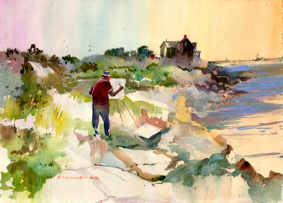 Painting the Bayberry Cove Cottage Painting by P Anthony Visco