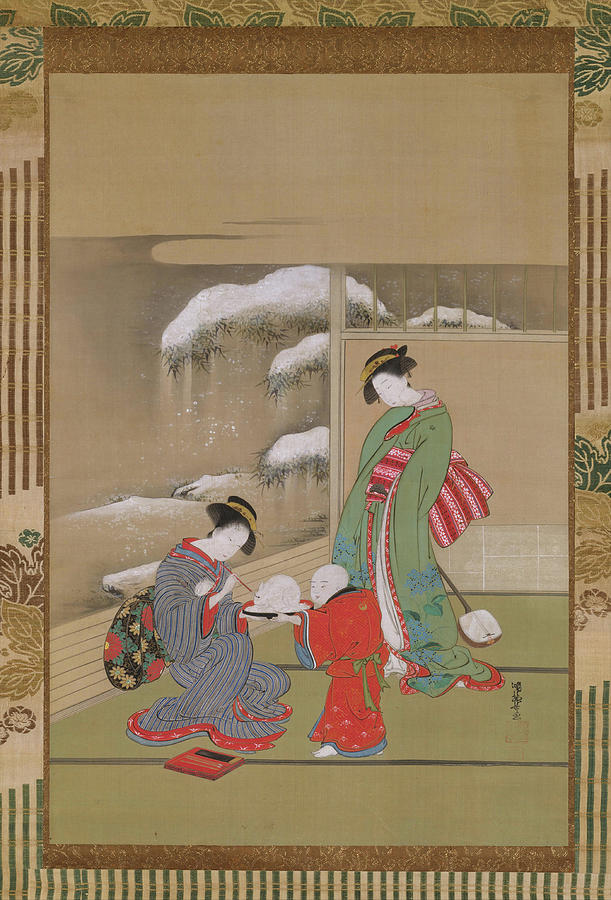 Painting the Eyes on a Snow Rabbit. Painting by Isoda Koryusai