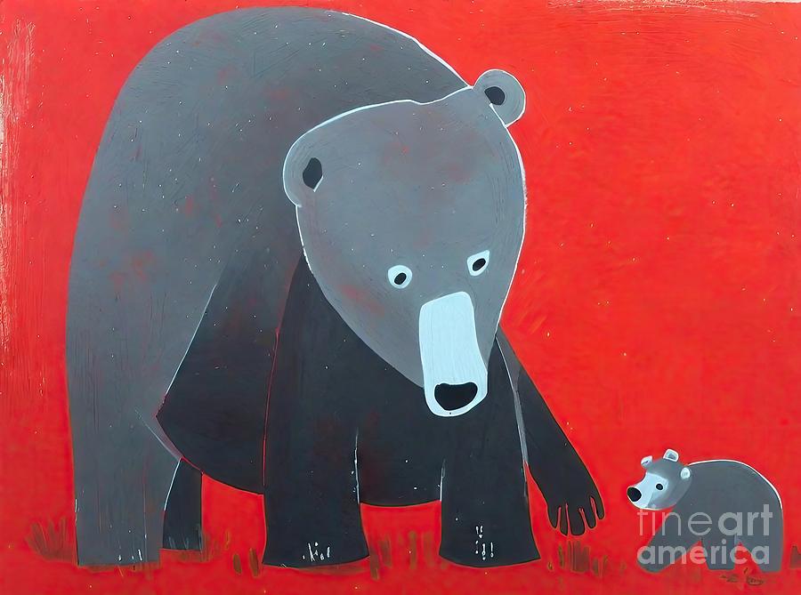 Nature Painting - Painting The Guardian bear illustration animal ar by N Akkash