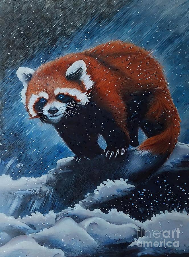 Nature Painting - Painting The Red Panda animal wild red nature ill by N Akkash