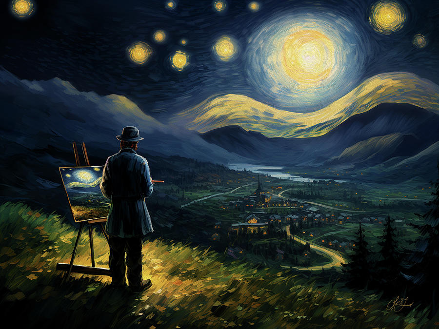 Van Gogh Painting The Starry Night Painting by Lori Grimmett