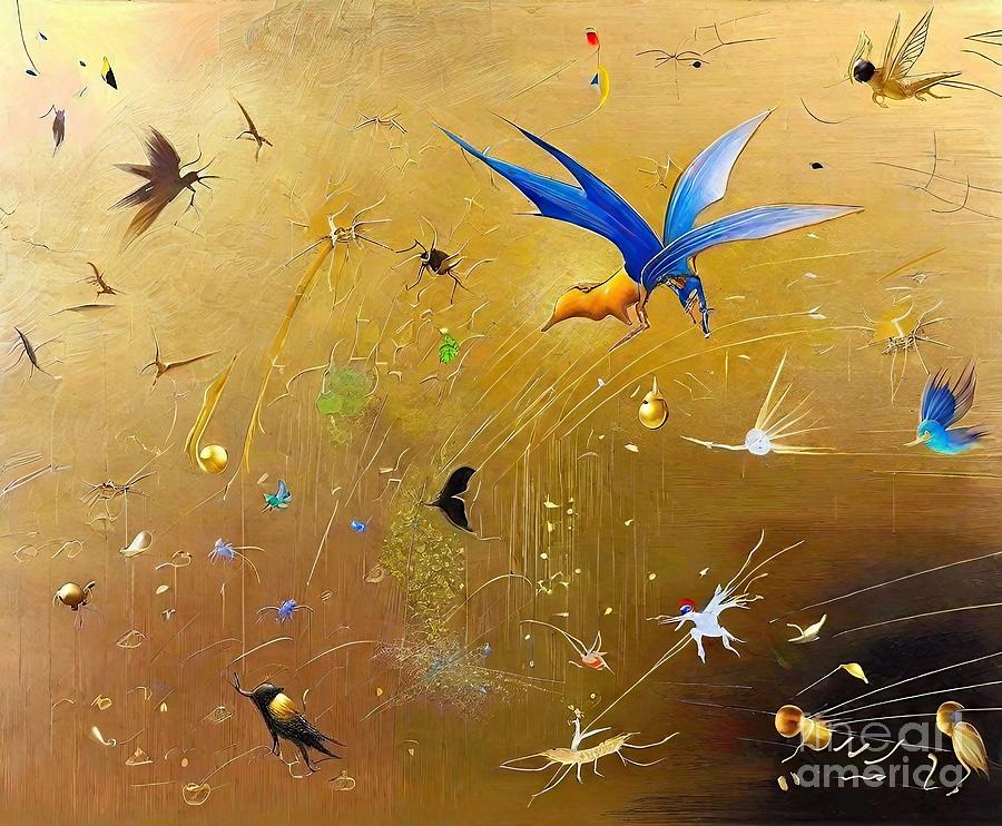 Abstract Painting - Painting They Flock The Sky background texture ar by N Akkash
