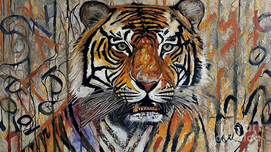 Wildlife Painting - Painting Tiger tiger animal art illustration colo by N Akkash
