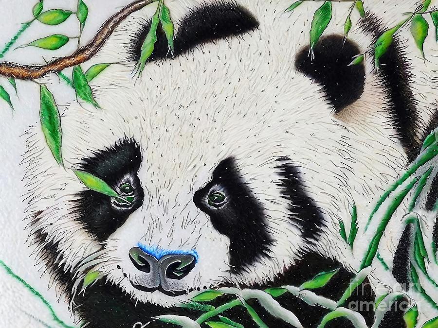 Nature Painting - Painting Watercolor Panda1 white cute panda anima by N Akkash